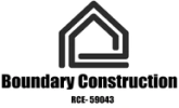 A black and white image of the logo for boundary construction.